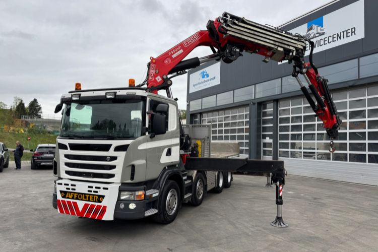 Scania G480 8x4 SZM/Pritsche Fassi 950 - شاحنة كرين: صور 1 Scania G480 8x4 SZM/Pritsche Fassi 950 - شاحنة كرين: صور 1