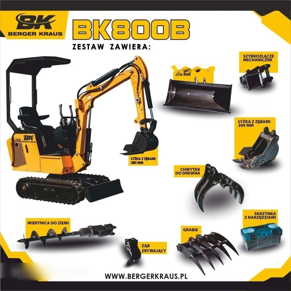 Berger Kraus Mini Excavator BK800B with FULL equipment - حفارة مصغرة: صور 1 Berger Kraus Mini Excavator BK800B with FULL equipment - حفارة مصغرة: صور 1