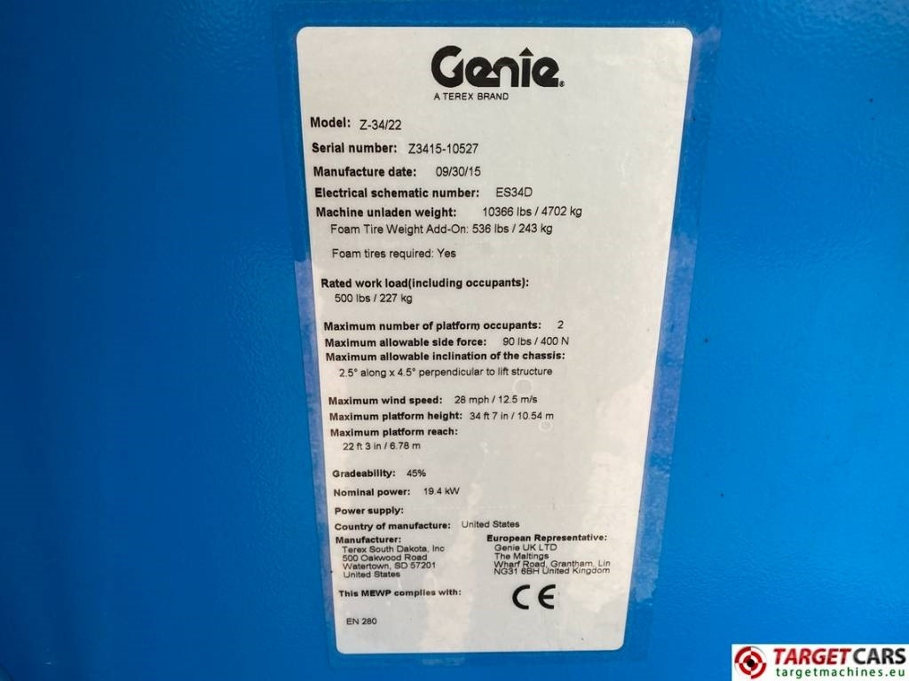 رافعات سلة مفصلية Genie Z-34/22 Articulated 4x4 Diesel Boom WorkLift 12.4M: صور 10 رافعات سلة مفصلية Genie Z-34/22 Articulated 4x4 Diesel Boom WorkLift 12.4M: صور 10