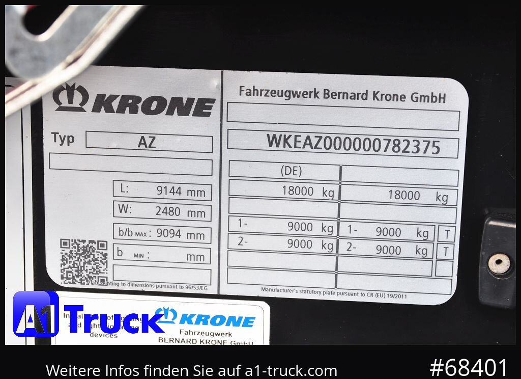 شاحنات الحاويات/ جسم علوي قابل للتغيير مقطورة KRONE 3 er Paket Standard BDF, Bj  2017  SAF Achse: صور 8