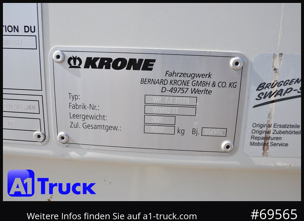 KRONE Wechselbrücke BDF 7,45 Koffer, Textil 2750mm innen, 20 x vorhanden - بصندوق مغلق: صور 4 KRONE Wechselbrücke BDF 7,45 Koffer, Textil 2750mm innen, 20 x vorhanden - بصندوق مغلق: صور 4