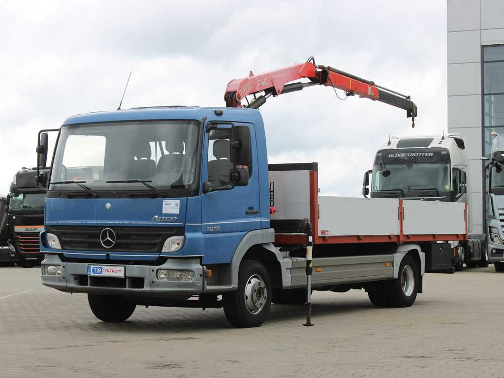 Mercedes-Benz ATEGO 1018, EURO 3, HYDRAULIC ARM FASSI F40A.21 - شاحنات مسطحة, شاحنة كرين: صور 1 Mercedes-Benz ATEGO 1018, EURO 3, HYDRAULIC ARM FASSI F40A.21 - شاحنات مسطحة, شاحنة كرين: صور 1