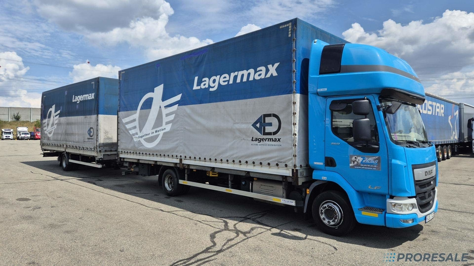 DAF LF 260 FA EURO 6 valník s plachtou + hydraulické čelo - prodejné jen s přívěsem GTS P0471Z - cena je za celou soupravu - شاحنة ستارة: صور 1 DAF LF 260 FA EURO 6 valník s plachtou + hydraulické čelo - prodejné jen s přívěsem GTS P0471Z - cena je za celou soupravu - شاحنة ستارة: صور 1