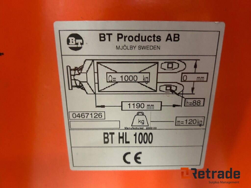 Jekke tralle fra BT HL 1000 - معدات الرفع منخفض المستوى: صور 4 Jekke tralle fra BT HL 1000 - معدات الرفع منخفض المستوى: صور 4