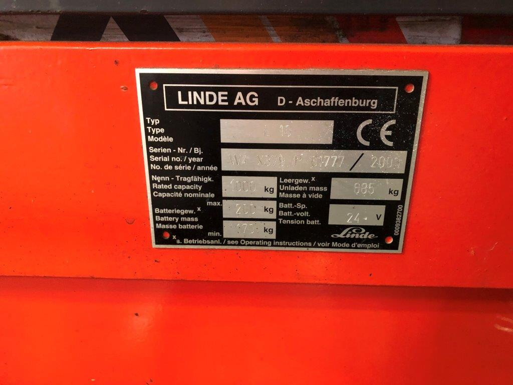 Ant Linde L 10 - high lift truck - stacker - electric pallet truck - pedestrian stacker - معدات تكديس: صور 3 Ant Linde L 10 - high lift truck - stacker - electric pallet truck - pedestrian stacker - معدات تكديس: صور 3