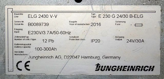 النظام الكهربائي - معدات المناولة Jungheinrich 51044544 | build in charger 24V/30A 100-300Ah sn. B0089739: صور 7