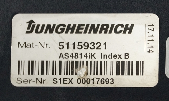 Jungheinrich 51159321 | Rij/hef regeling drive/lifting controller AS4814Ik Index - كتلة التحكم - معدات المناولة: صور 3 Jungheinrich 51159321 | Rij/hef regeling drive/lifting controller AS4814Ik Index - كتلة التحكم - معدات المناولة: صور 3