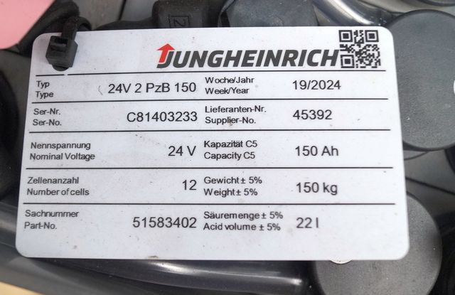 Jungheinrich unknown | Battery 24 2PZB150 year 2024 weight 150 kg sn. C81403233  - البطارية - معدات المناولة: صور 4 Jungheinrich unknown | Battery 24 2PZB150 year 2024 weight 150 kg sn. C81403233  - البطارية - معدات المناولة: صور 4