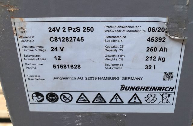 Jungheinrich unknown | Battery 24 2PZS250 year 2022 weight 212 kg sn. C8182745 o  - البطارية - معدات المناولة: صور 3 Jungheinrich unknown | Battery 24 2PZS250 year 2022 weight 212 kg sn. C8182745 o  - البطارية - معدات المناولة: صور 3