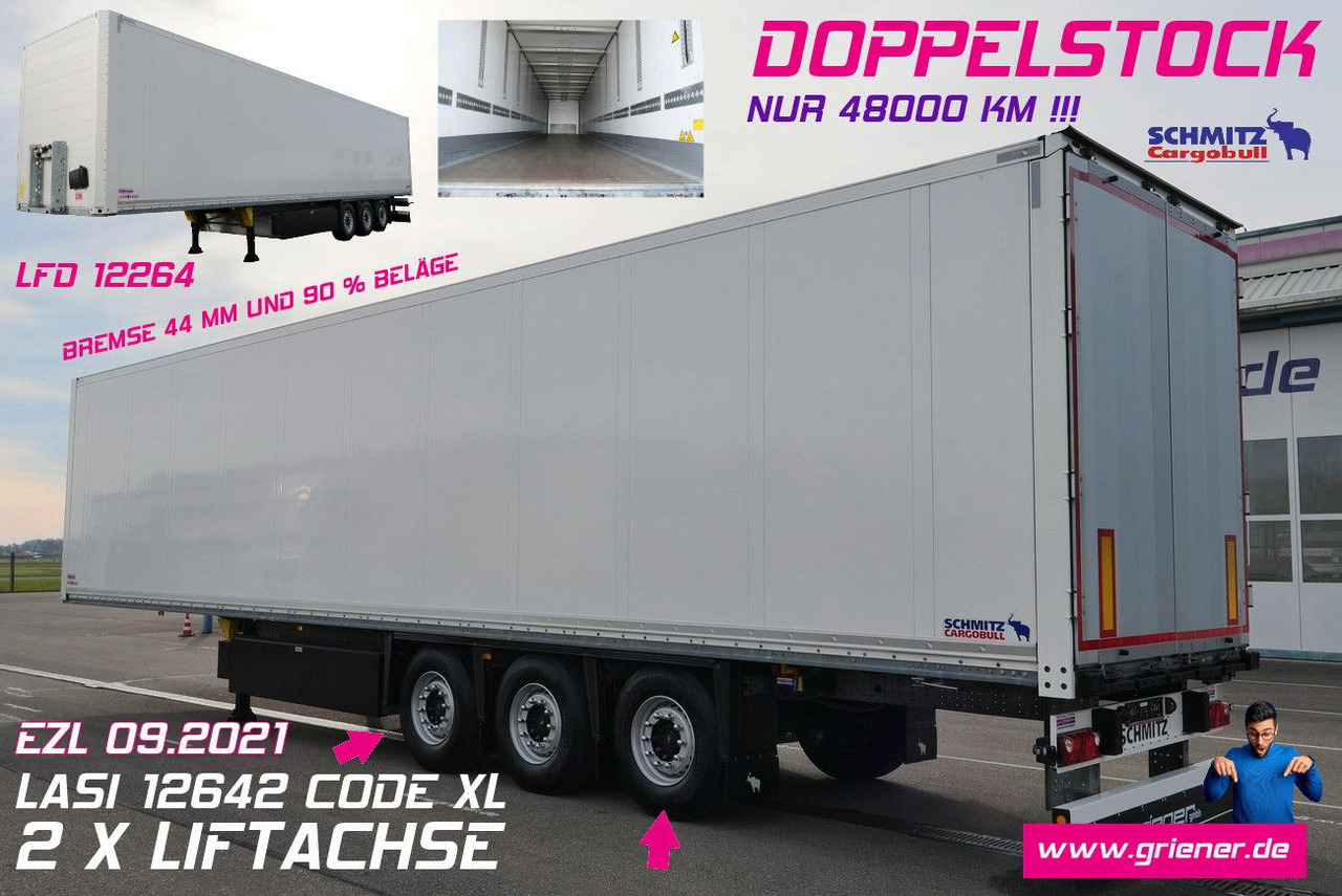 Schmitz Cargobull SKO 24/DOPPELSTOCK / 2,70/ 2 x LIFT nur 48000 km - بصندوق مغلق نصف مقطورة: صور 1 Schmitz Cargobull SKO 24/DOPPELSTOCK / 2,70/ 2 x LIFT nur 48000 km - بصندوق مغلق نصف مقطورة: صور 1