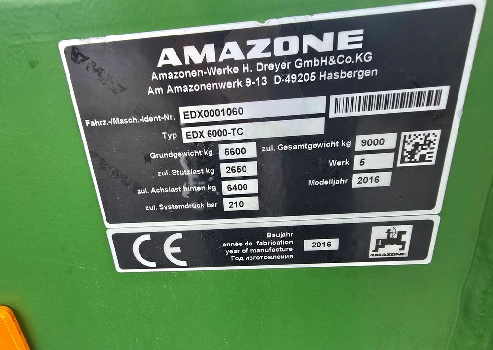 Amazone EDX 6000 TC - معدات بذار: صور 4 Amazone EDX 6000 TC - معدات بذار: صور 4