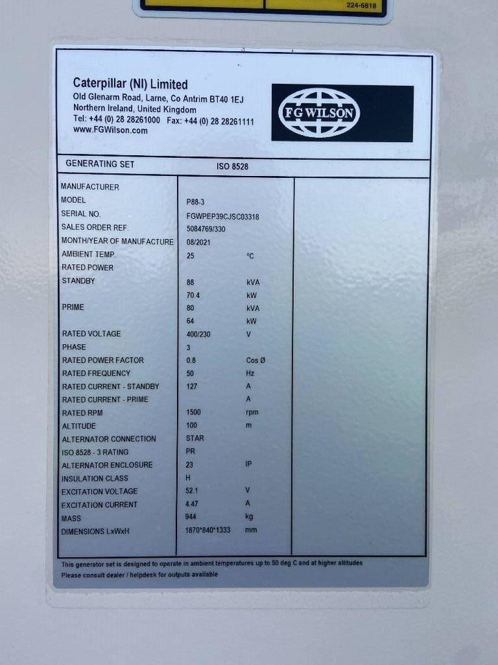 FG Wilson P88-3 - 88 kVA Open Genset - DPX-16007-O - مجموعة المولدات: صور 5 FG Wilson P88-3 - 88 kVA Open Genset - DPX-16007-O - مجموعة المولدات: صور 5