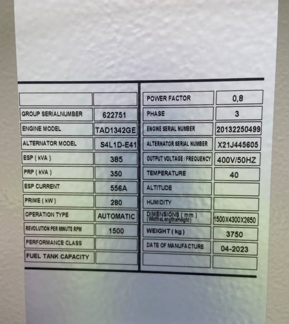 Volvo TAD1342GE - 385 kVA Generator - DPX-18878.1 - مجموعة المولدات: صور 4 Volvo TAD1342GE - 385 kVA Generator - DPX-18878.1 - مجموعة المولدات: صور 4