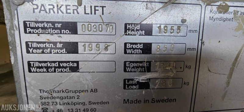 1998 Parker Sakseløft - منصات هيدروليكية متنقلة: صور 5 1998 Parker Sakseløft - منصات هيدروليكية متنقلة: صور 5