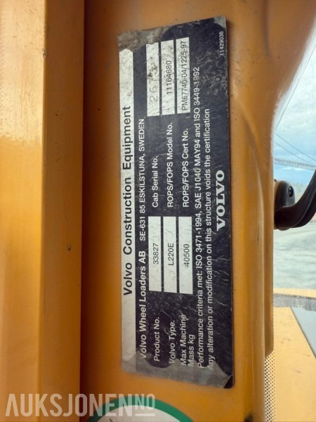 2005 Volvo L220E HJULLASTER - 15364 Timer - اللودر بعجل: صور 5 2005 Volvo L220E HJULLASTER - 15364 Timer - اللودر بعجل: صور 5
