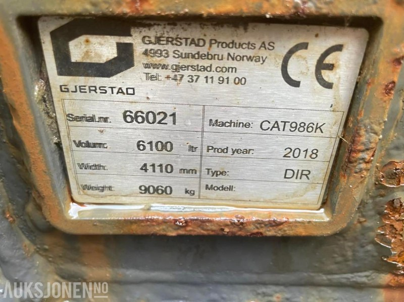 2018 Gjerstad hyd. sidetippskuff - 6100 l. - 9060 kg. - Hardox - Cat 986K - ملحقات - آلات البناء: صور 4 2018 Gjerstad hyd. sidetippskuff - 6100 l. - 9060 kg. - Hardox - Cat 986K - ملحقات - آلات البناء: صور 4