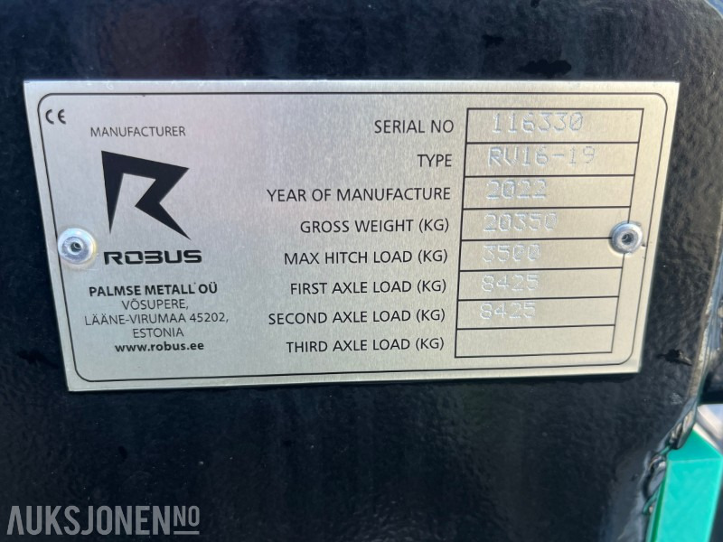 2022 Robus RV16-19 volum henger - الآلات والماكينات الزراعية: صور 5 2022 Robus RV16-19 volum henger - الآلات والماكينات الزراعية: صور 5
