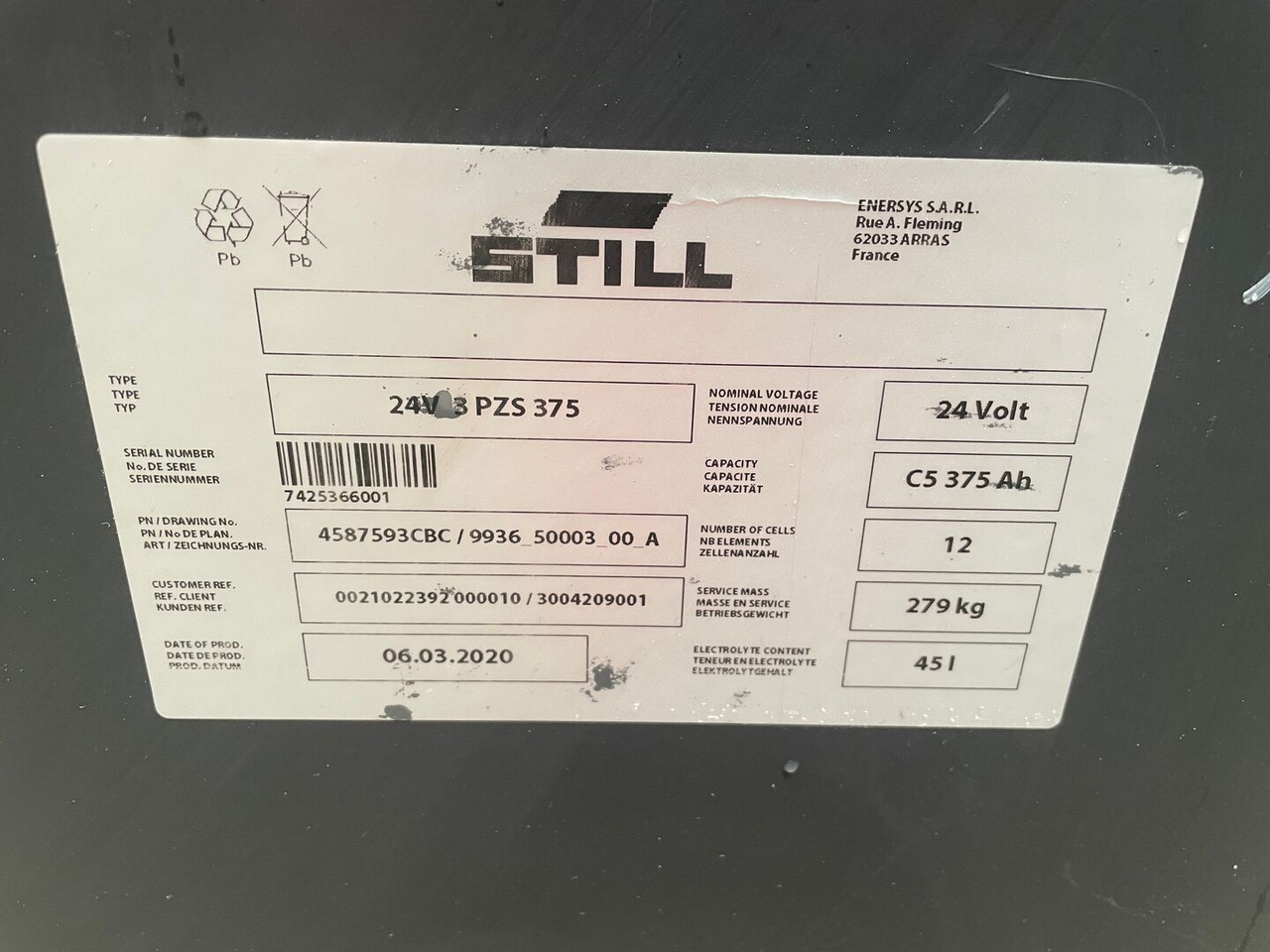 Hawker 24 Volt I 3 PZS 375 - البطارية - معدات المناولة: صور 2 Hawker 24 Volt I 3 PZS 375 - البطارية - معدات المناولة: صور 2