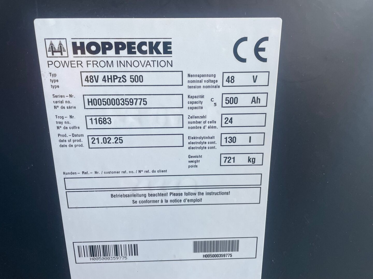 Hoppecke 48V 4 HPzS 500 - البطارية - معدات المناولة: صور 2 Hoppecke 48V 4 HPzS 500 - البطارية - معدات المناولة: صور 2