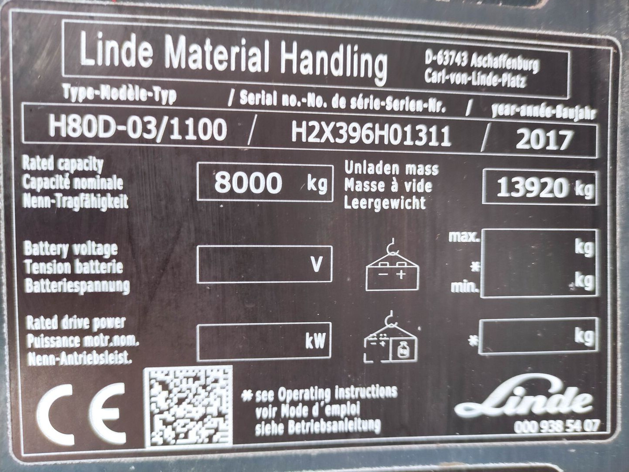 رافعة شوكية ديزل Linde H80D-03/1100-396 EVO (LACK, UVV & KDD NEU): صور 7