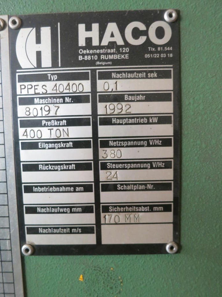 HACO PPES 40400 - مكبس ثني: صور 5 HACO PPES 40400 - مكبس ثني: صور 5