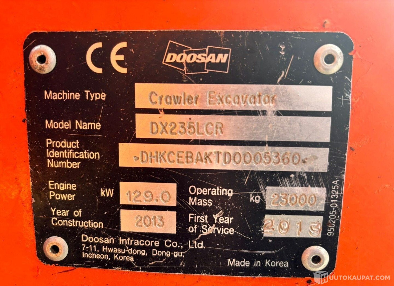 Doosan dx235 lcr, 2013, Diesel, 12 200 h Kaivinkone, Lempäälä - حفارات زحافة: صور 5 Doosan dx235 lcr, 2013, Diesel, 12 200 h Kaivinkone, Lempäälä - حفارات زحافة: صور 5