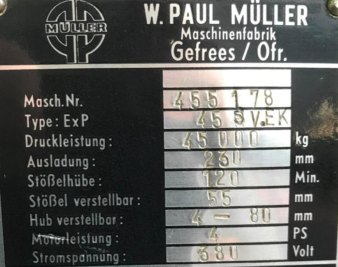 Einständer-Exzenterpresse MÜLLER - آلة تصنيع المعادن: صور 4 Einständer-Exzenterpresse MÜLLER - آلة تصنيع المعادن: صور 4