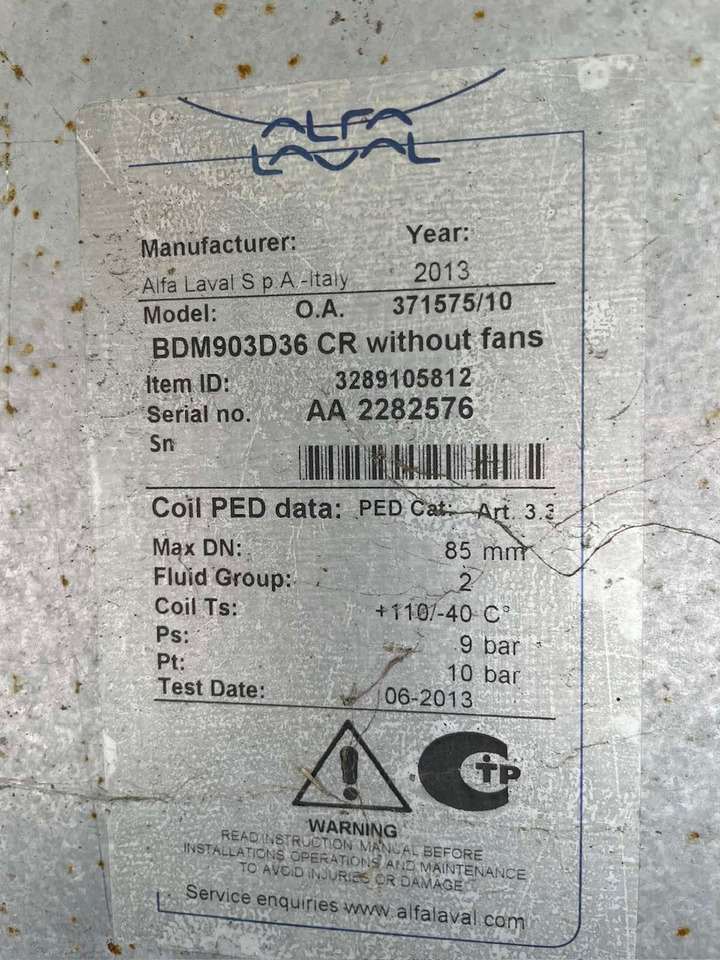 Alfa Laval SPA Italy Dry Cooler BDM903D36 CR - ثلاجة - الأدوات والمعدات: صور 2 Alfa Laval SPA Italy Dry Cooler BDM903D36 CR - ثلاجة - الأدوات والمعدات: صور 2