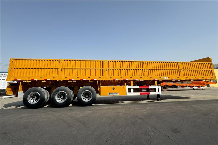 نصف مقطورة مسطحة جديد TITAN Tri Axle Side Wall Semi Trailer with 60 Ton Capcaity for Sale In Senegal: صور 5