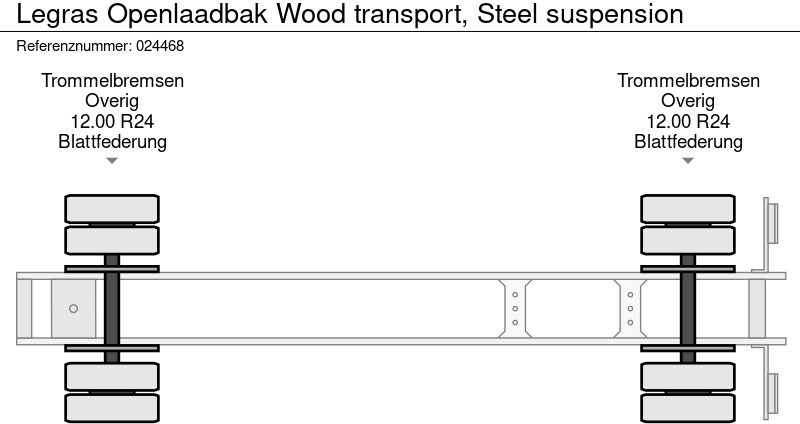 نصف مقطورة اخشاب Legras Openlaadbak Wood transport, Steel suspension: صور 11