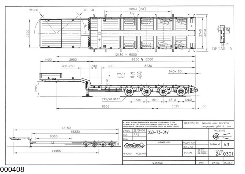 Nooteboom Lowbed 19.58 Meter, Extendable, Twistlocks, 82.750 KG - عربة مسطحة منخفضة نصف مقطورة: صور 2 Nooteboom Lowbed 19.58 Meter, Extendable, Twistlocks, 82.750 KG - عربة مسطحة منخفضة نصف مقطورة: صور 2
