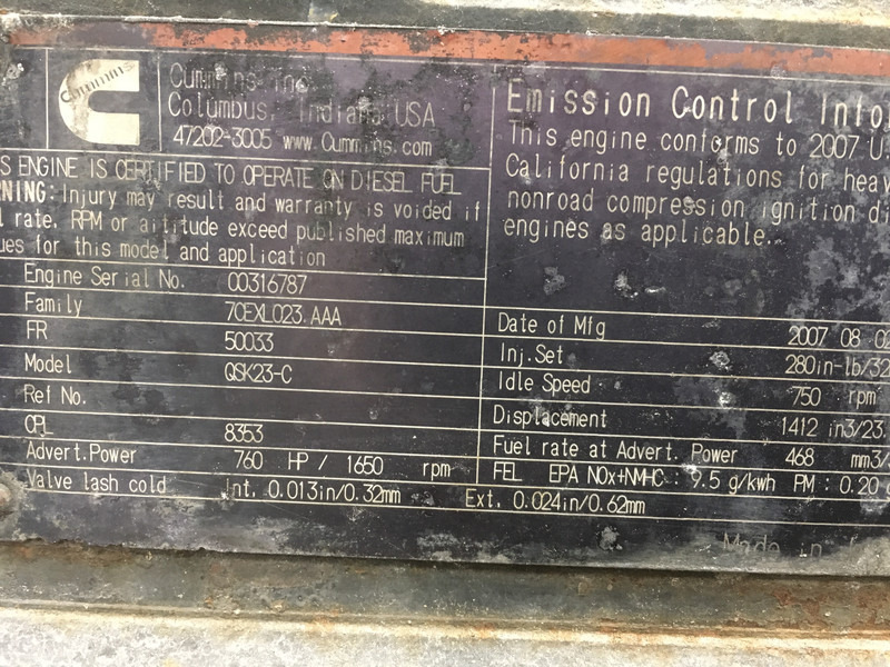 Cummins QSK23-C CPL8353 FOR PARTS - آلات البناء: صور 5 Cummins QSK23-C CPL8353 FOR PARTS - آلات البناء: صور 5