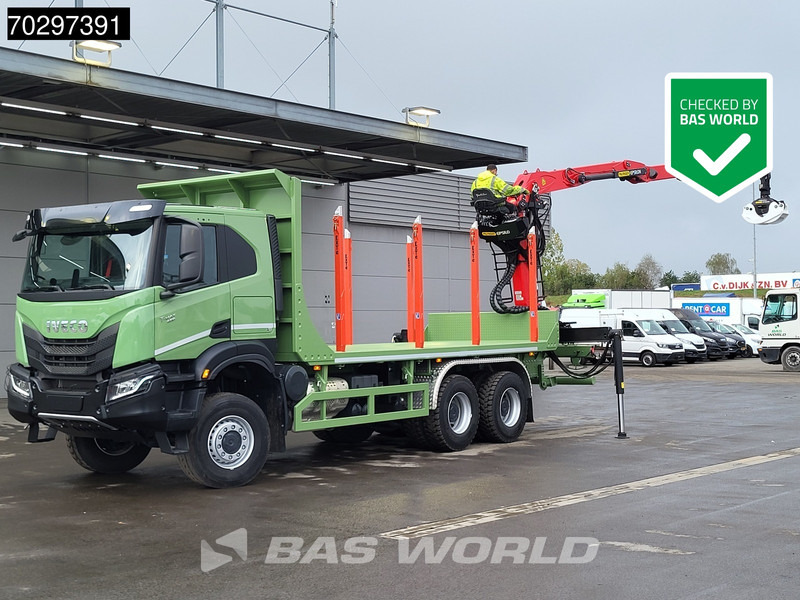 Iveco T-Way 450 6X6 UNUSED! Palfinger Q150Z Crane Retarder Holztransport Big-Axle LED Euro 6 - شاحنة قطع الأشجار, شاحنة كرين: صور 1 Iveco T-Way 450 6X6 UNUSED! Palfinger Q150Z Crane Retarder Holztransport Big-Axle LED Euro 6 - شاحنة قطع الأشجار, شاحنة كرين: صور 1