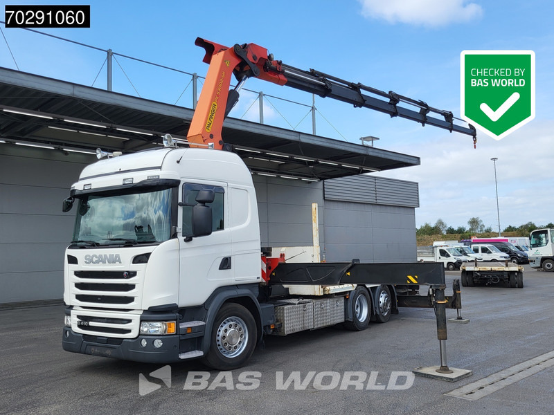 Scania G410 6X2 Palfinger 53002 SH Kran Crane Lift+steering ACC Navi Euro 6 - شاحنات مسطحة, شاحنة كرين: صور 1 Scania G410 6X2 Palfinger 53002 SH Kran Crane Lift+steering ACC Navi Euro 6 - شاحنات مسطحة, شاحنة كرين: صور 1