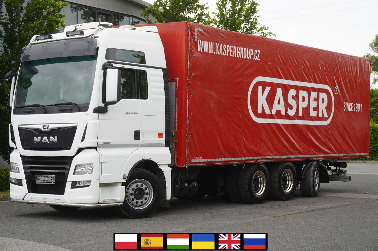 MAN MAN TGX 35.580 E6 8x4 /4 / 23 EPAL tarp superstructure / 4th axle steered - شاحنة ستارة: صور 1 MAN MAN TGX 35.580 E6 8x4 /4 / 23 EPAL tarp superstructure / 4th axle steered - شاحنة ستارة: صور 1