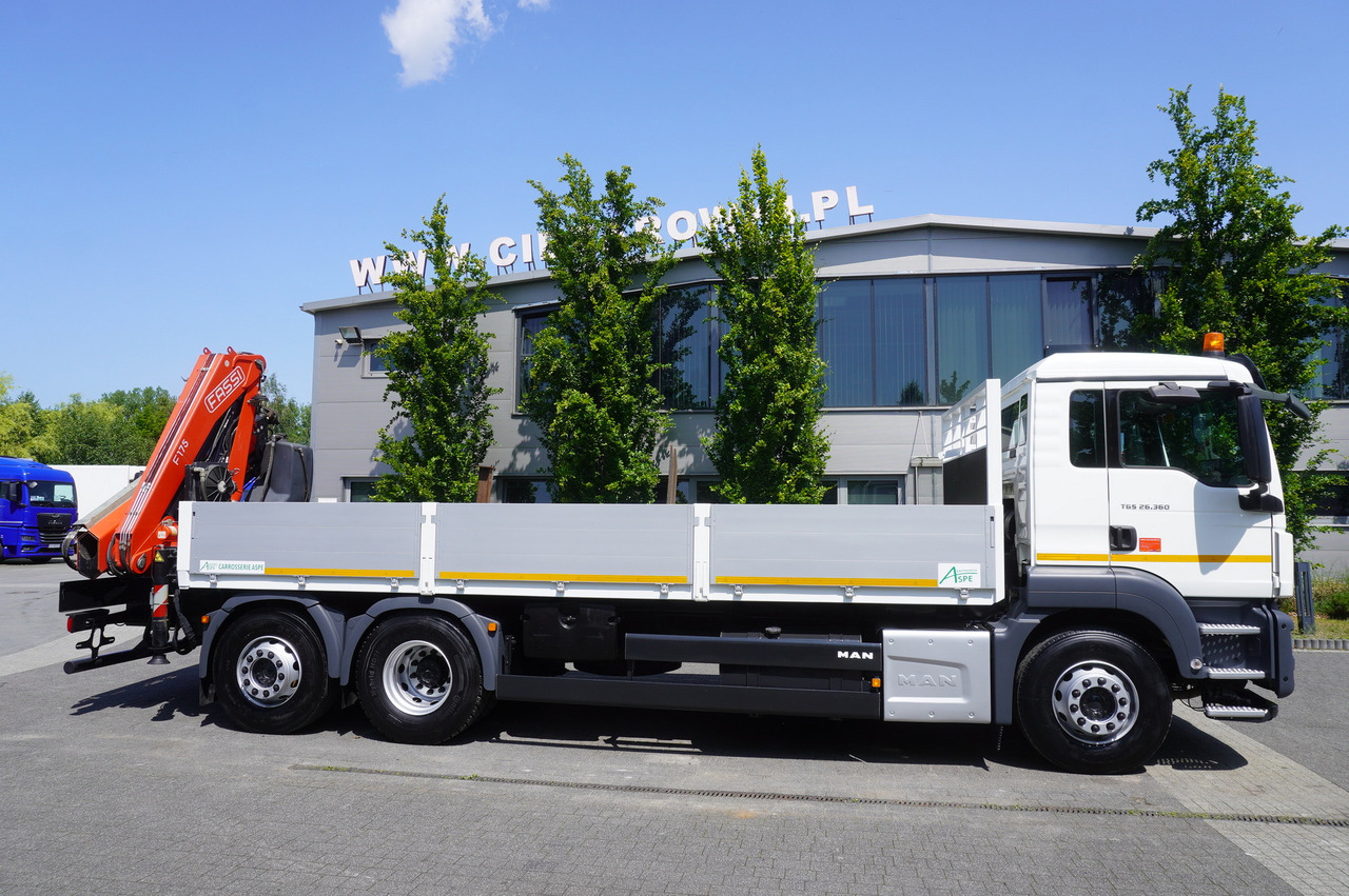 MAN TGS 26.360 Flatbed / Fassi F175 7.7 T / steered 3rd axle - شاحنات مسطحة, شاحنة كرين: صور 3 MAN TGS 26.360 Flatbed / Fassi F175 7.7 T / steered 3rd axle - شاحنات مسطحة, شاحنة كرين: صور 3
