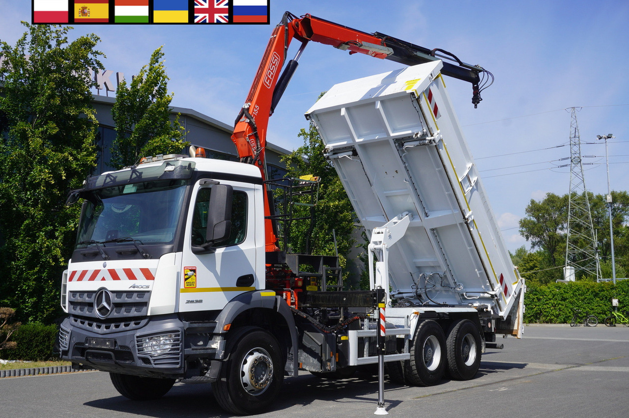 MERCEDES-BENZ AROCS 2636 / Fassi F155A.0.22 crane 6t / 120 tho. km / 3-sided dump truck / 2 x Bordmatic - شاحنات مسطحة, شاحنة كرين: صور 1 MERCEDES-BENZ AROCS 2636 / Fassi F155A.0.22 crane 6t / 120 tho. km / 3-sided dump truck / 2 x Bordmatic - شاحنات مسطحة, شاحنة كرين: صور 1
