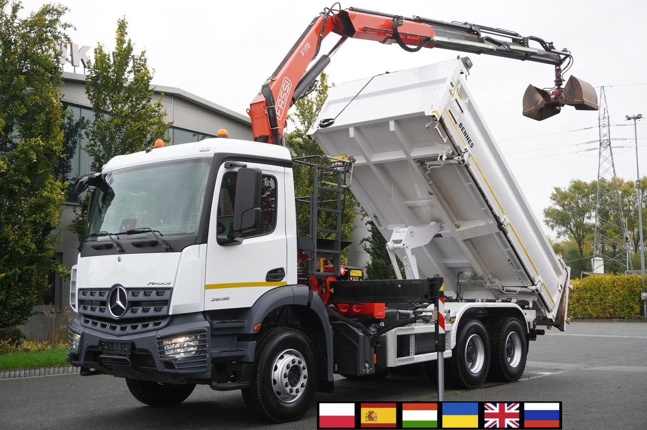 MERCEDES-BENZ Arocs 2636 6x4 / Fassi F175 / 7.7 t / 10 m / 2-side tipper / Bortmatic - قلابات, شاحنة كرين: صور 1 MERCEDES-BENZ Arocs 2636 6x4 / Fassi F175 / 7.7 t / 10 m / 2-side tipper / Bortmatic - قلابات, شاحنة كرين: صور 1