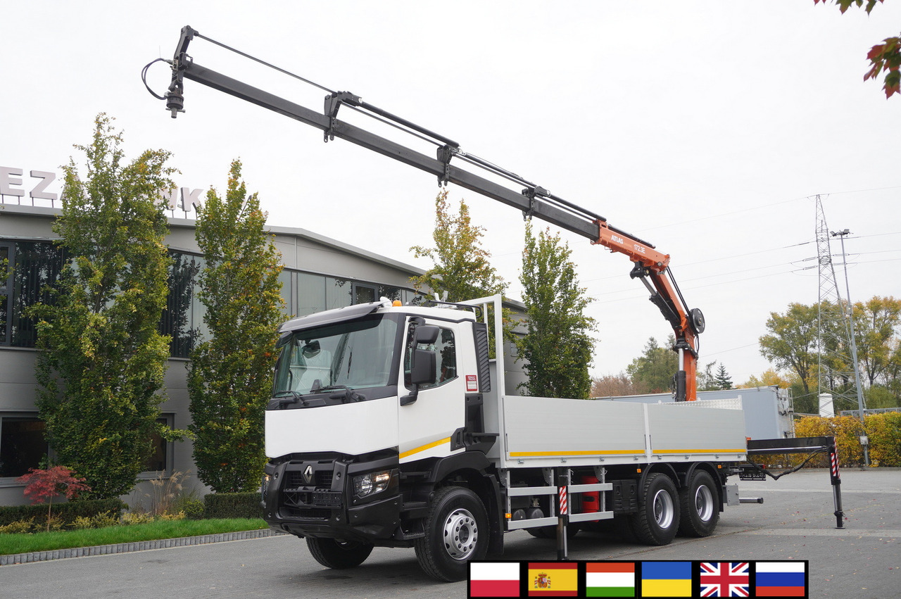 RENAULT C380 Comfort 6x4 / Atlas 172.3E crane / Range 12.3 m / capacity 6.1 t / Flatbed 17 EPAL - شاحنات مسطحة, شاحنة كرين: صور 1 RENAULT C380 Comfort 6x4 / Atlas 172.3E crane / Range 12.3 m / capacity 6.1 t / Flatbed 17 EPAL - شاحنات مسطحة, شاحنة كرين: صور 1