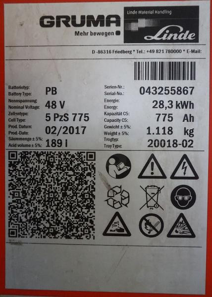GRUMA 48 Volt 5 PzS 775 Ah - البطارية: صور 5 GRUMA 48 Volt 5 PzS 775 Ah - البطارية: صور 5