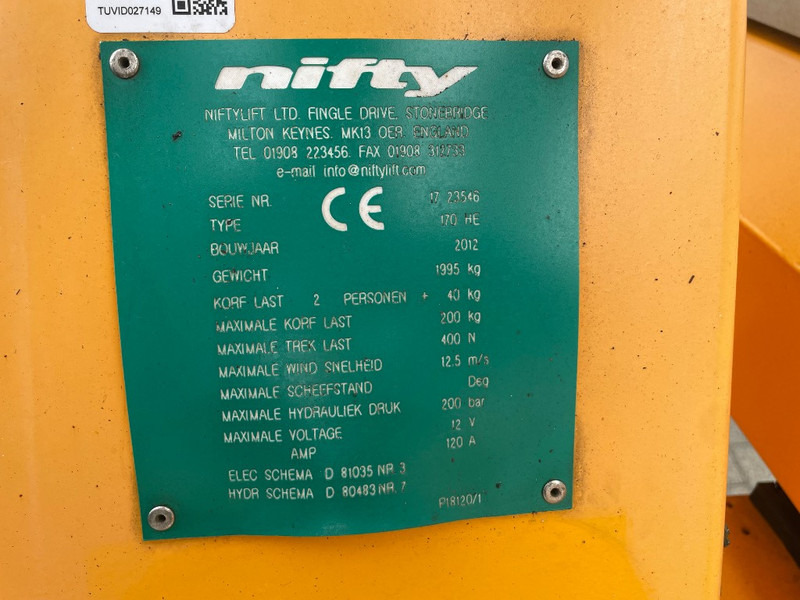 Niftylift 170 H E - منصة العمل الجوية مقطورة: صور 3 Niftylift 170 H E - منصة العمل الجوية مقطورة: صور 3
