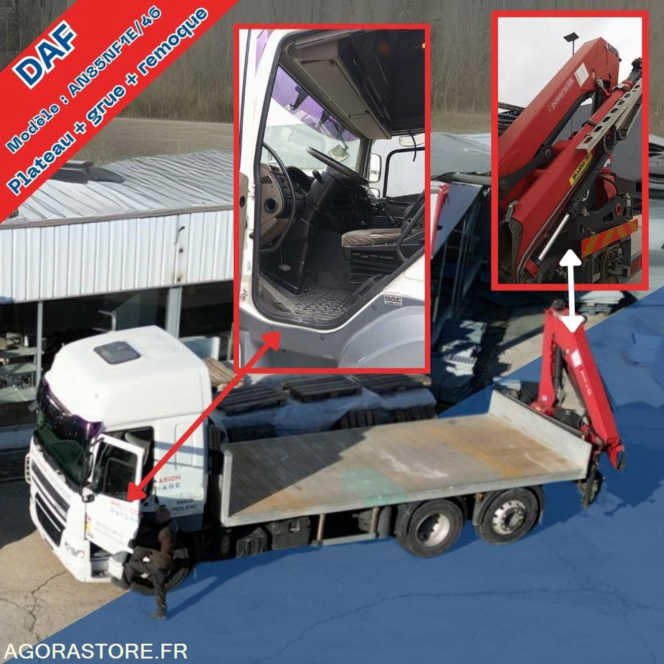 Camion DAF plateau avec grue HMF + Remorque Lecitrail - شاحنة: صور 2 Camion DAF plateau avec grue HMF + Remorque Lecitrail - شاحنة: صور 2