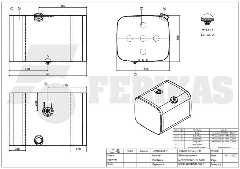 خزان وقود - شاحنة جديد Mercedes-Benz New aluminum fuel tank 300L: صور 8