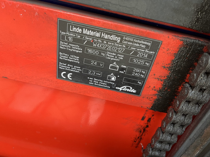 Linde stapelaar heftruck LINDE L16 duplo290cm 4200uur 2014 - معدات تكديس: صور 4 Linde stapelaar heftruck LINDE L16 duplo290cm 4200uur 2014 - معدات تكديس: صور 4