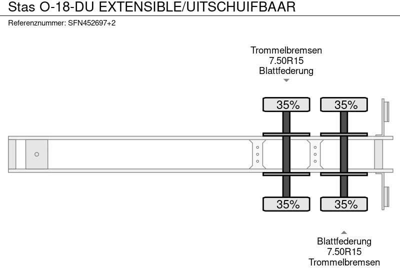 عربة مسطحة منخفضة نصف مقطورة Stas O-18-DU EXTENSIBLE/UITSCHUIFBAAR: صور 10