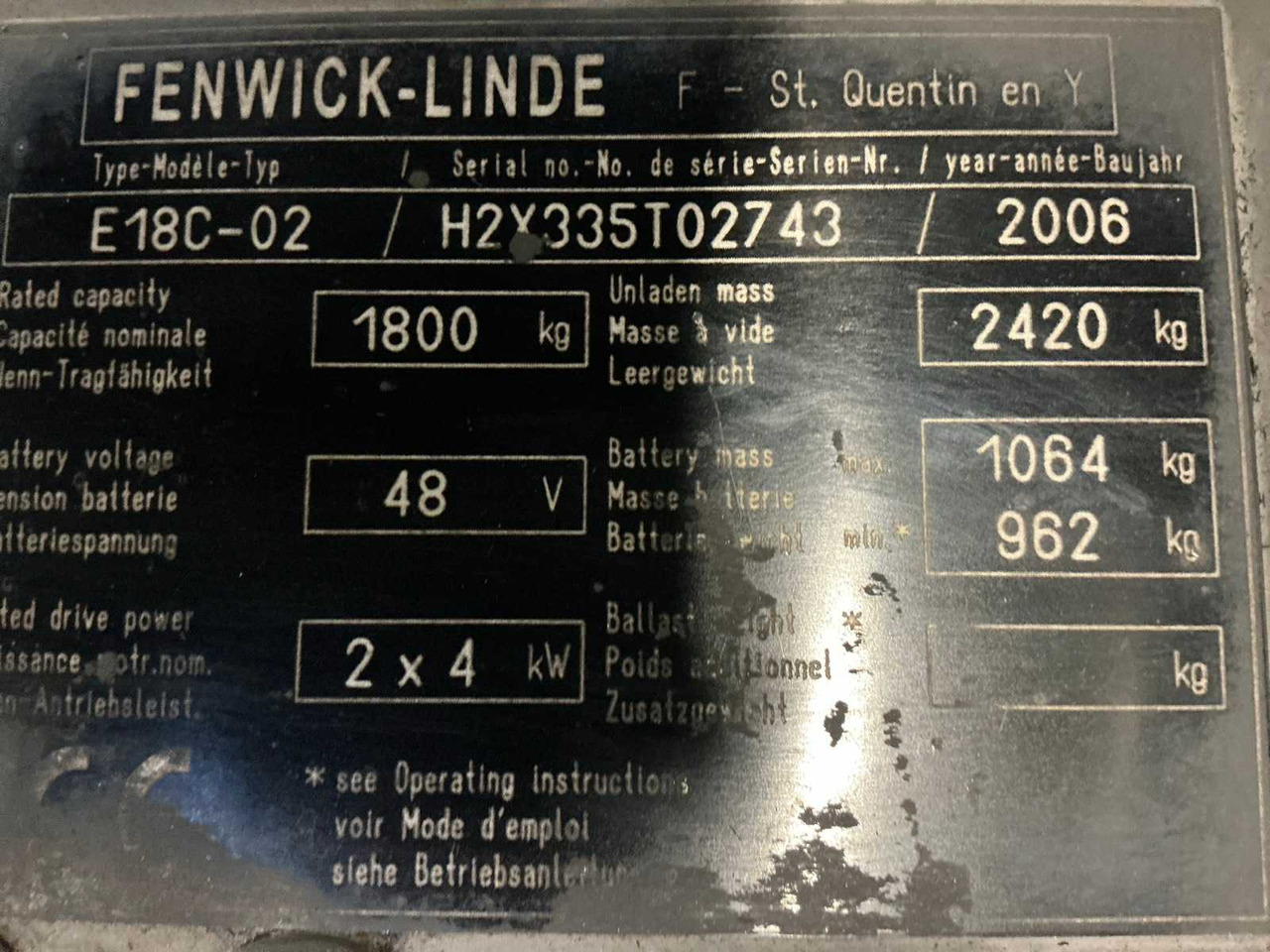 2006 LINDE-FENWICK E18C-02 FORKLIFT - رافعة شوكية: صور 2 2006 LINDE-FENWICK E18C-02 FORKLIFT - رافعة شوكية: صور 2