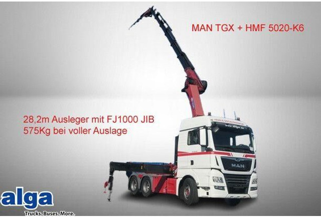 MAN 28.500 TGX 6X2-2 BLS, Kran HMF 5020-K6, Funk,23m - شاحنة جرار: صور 1 MAN 28.500 TGX 6X2-2 BLS, Kran HMF 5020-K6, Funk,23m - شاحنة جرار: صور 1