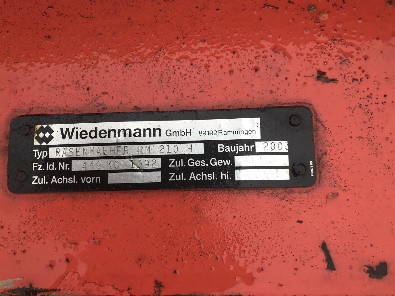 Wiedenmann RM 210 H - جزازة: صور 3 Wiedenmann RM 210 H - جزازة: صور 3
