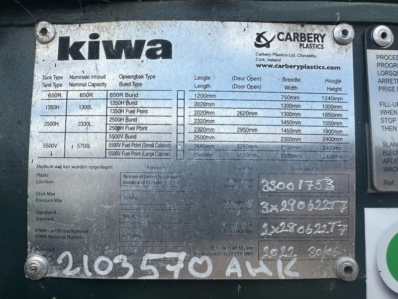 Carbery 5500 V Dubbelwandige Dieseltank 5700 liter met 230 V pompset New ! Overstock - حاوية شحن: صور 4 Carbery 5500 V Dubbelwandige Dieseltank 5700 liter met 230 V pompset New ! Overstock - حاوية شحن: صور 4