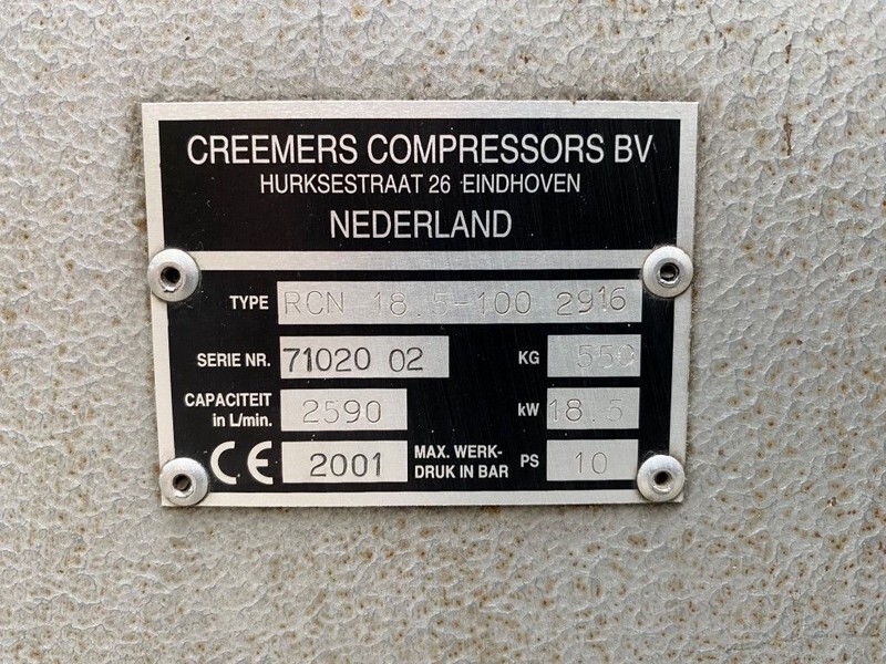 Creemers RCN 18.5-100 18.5 kW 2590 L / min 10 Bar Silent Elektrische Schroefcompressor - ضاغط الهواء: صور 3 Creemers RCN 18.5-100 18.5 kW 2590 L / min 10 Bar Silent Elektrische Schroefcompressor - ضاغط الهواء: صور 3